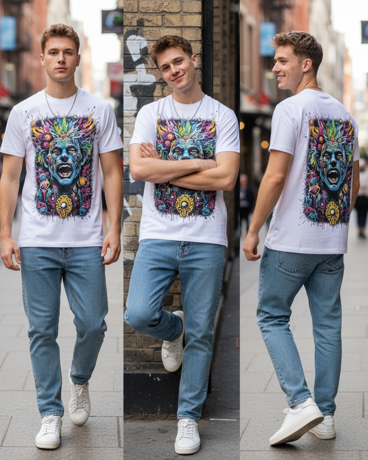 Stylish Custom Printed T-Shirt - Vibrant Graphic Crew Neck Tee