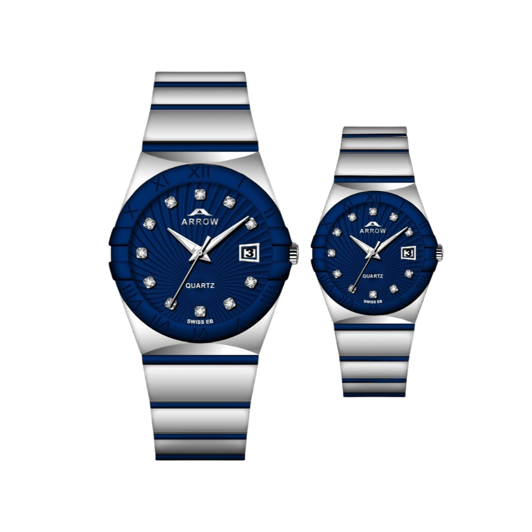 ARROW Premium Analog Couple Watch with Date Display | Colour Blue Silver TT (5908)-KYAMSTORE