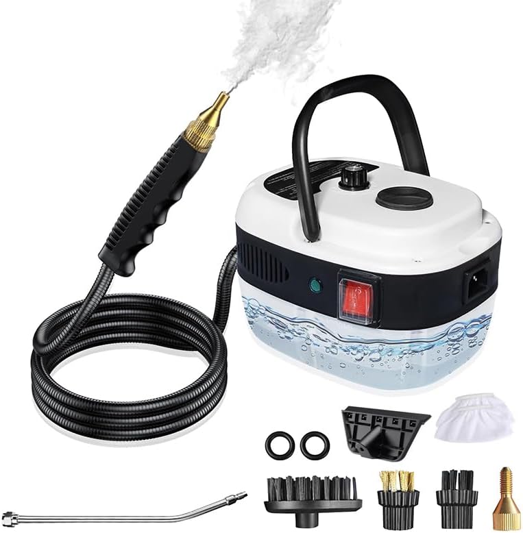 Steam Cleaner, 2500W Handheld High Pressure Steam Cleaner with 3 Brush Heads, Portable Steam Cleaner for Home, Furniture, Kitchen, Bathroom and Car Detailing