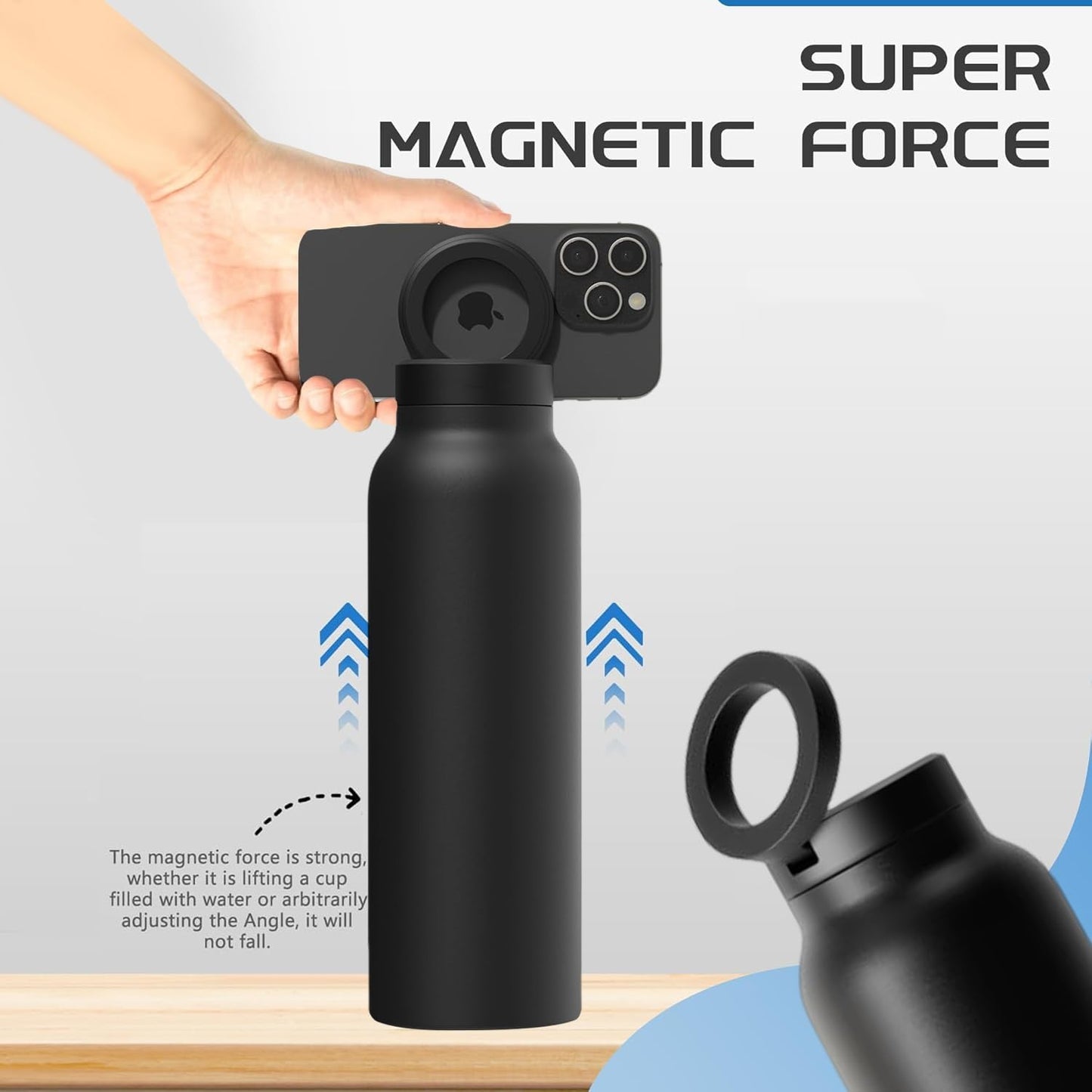 Stainless Steel Water Bottle with Magnetic Phone Holder | Limited stocks available