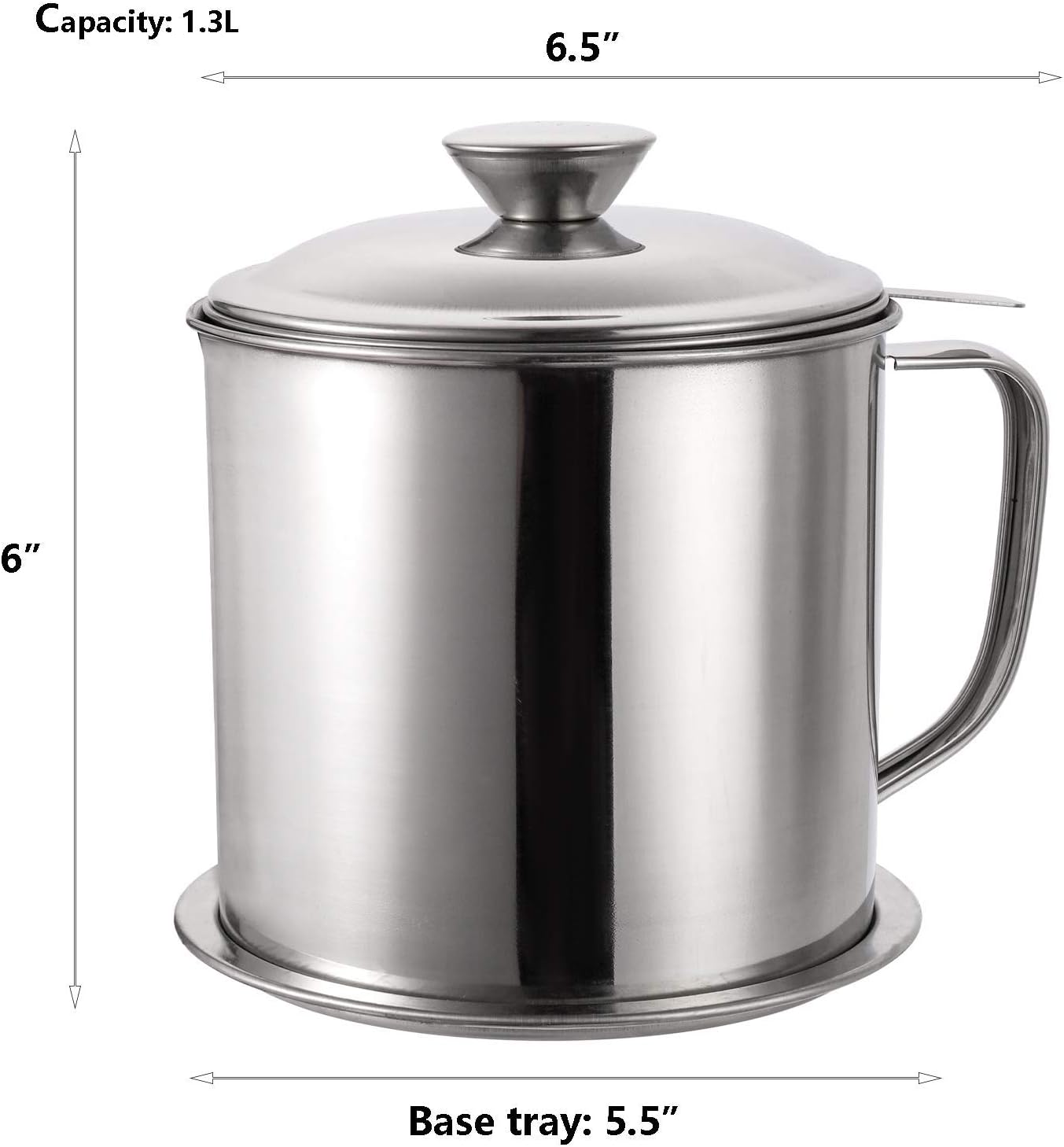 مصفاة شحوم ووعاء تخزين زيت من الفولاذ المقاوم للصدأ عالي الجودة 304 (1.3 لتر)