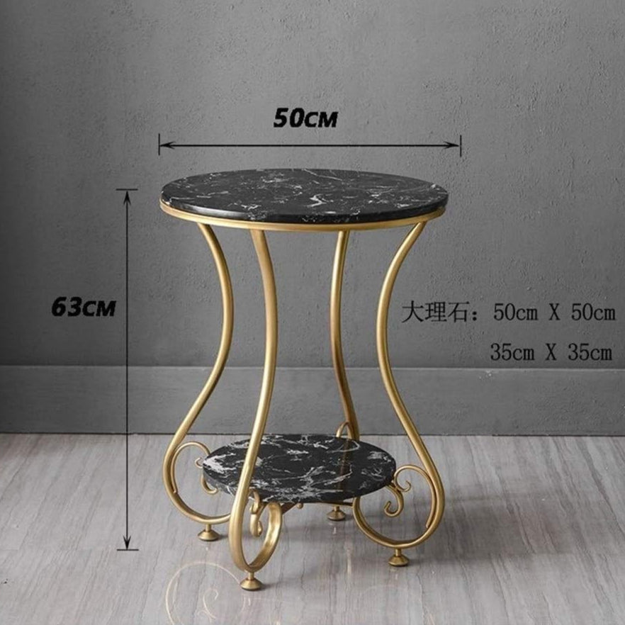 Marble Round Coffee Table with Two Layer for Living Room