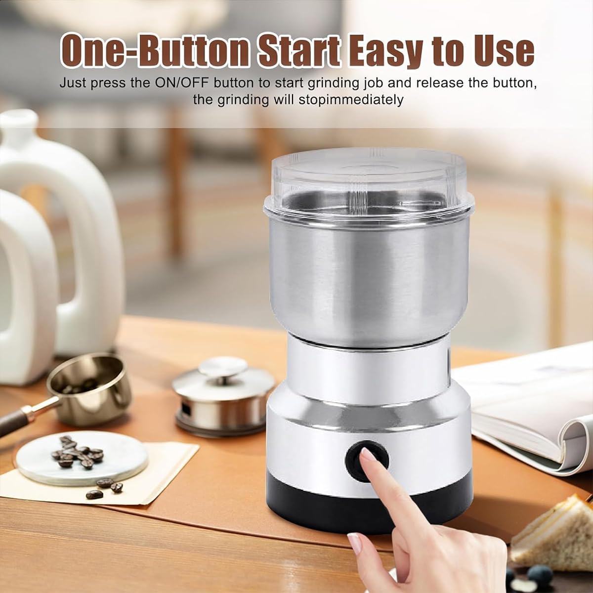 Household Electric Mill Grinder Machine | 300W 2 PIN | Stainless Steel Electric Spice Coffee Nut Grain Grinder