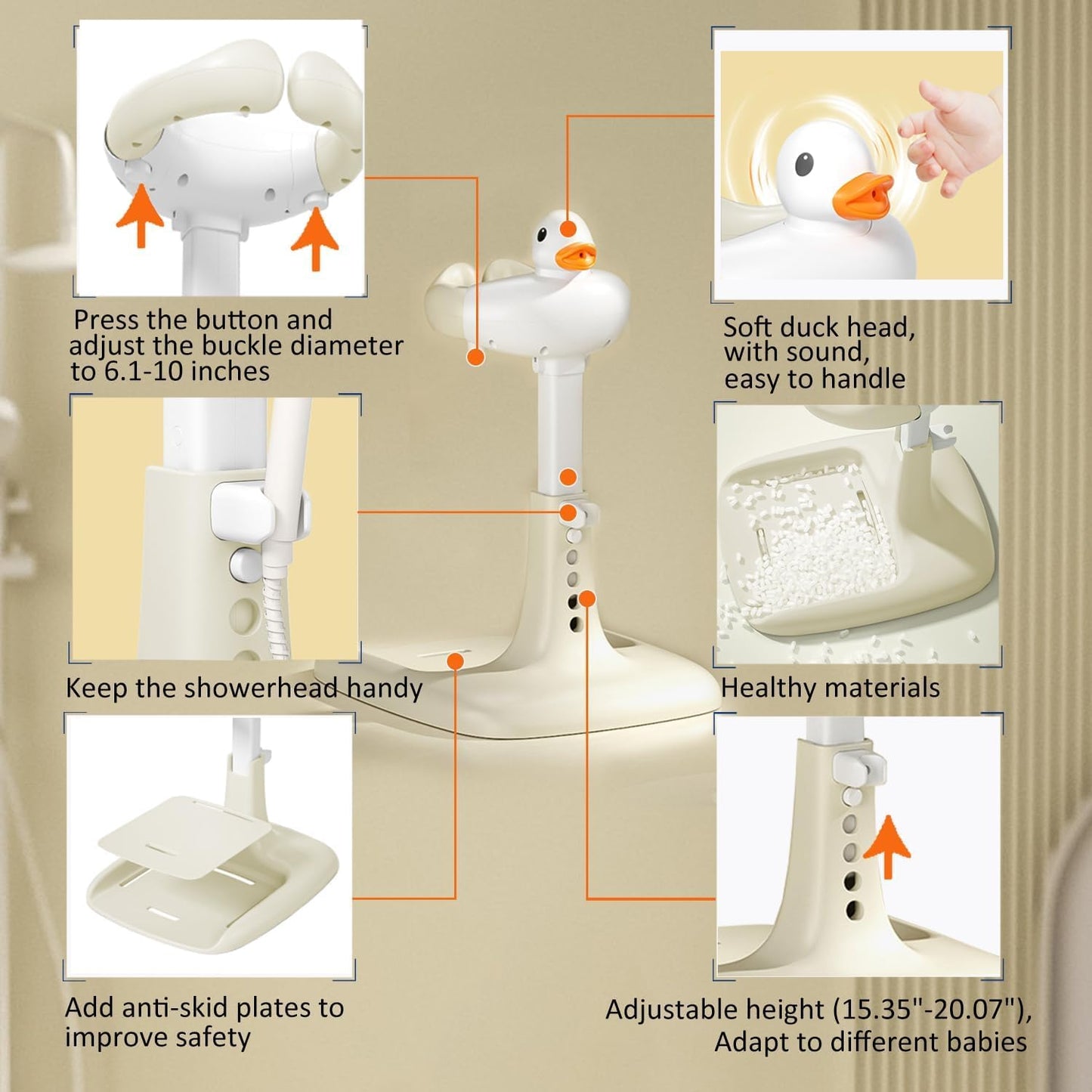 Baby Shower Stand Support,Adjustable Baby Shower Stand with Anti-Slip Base