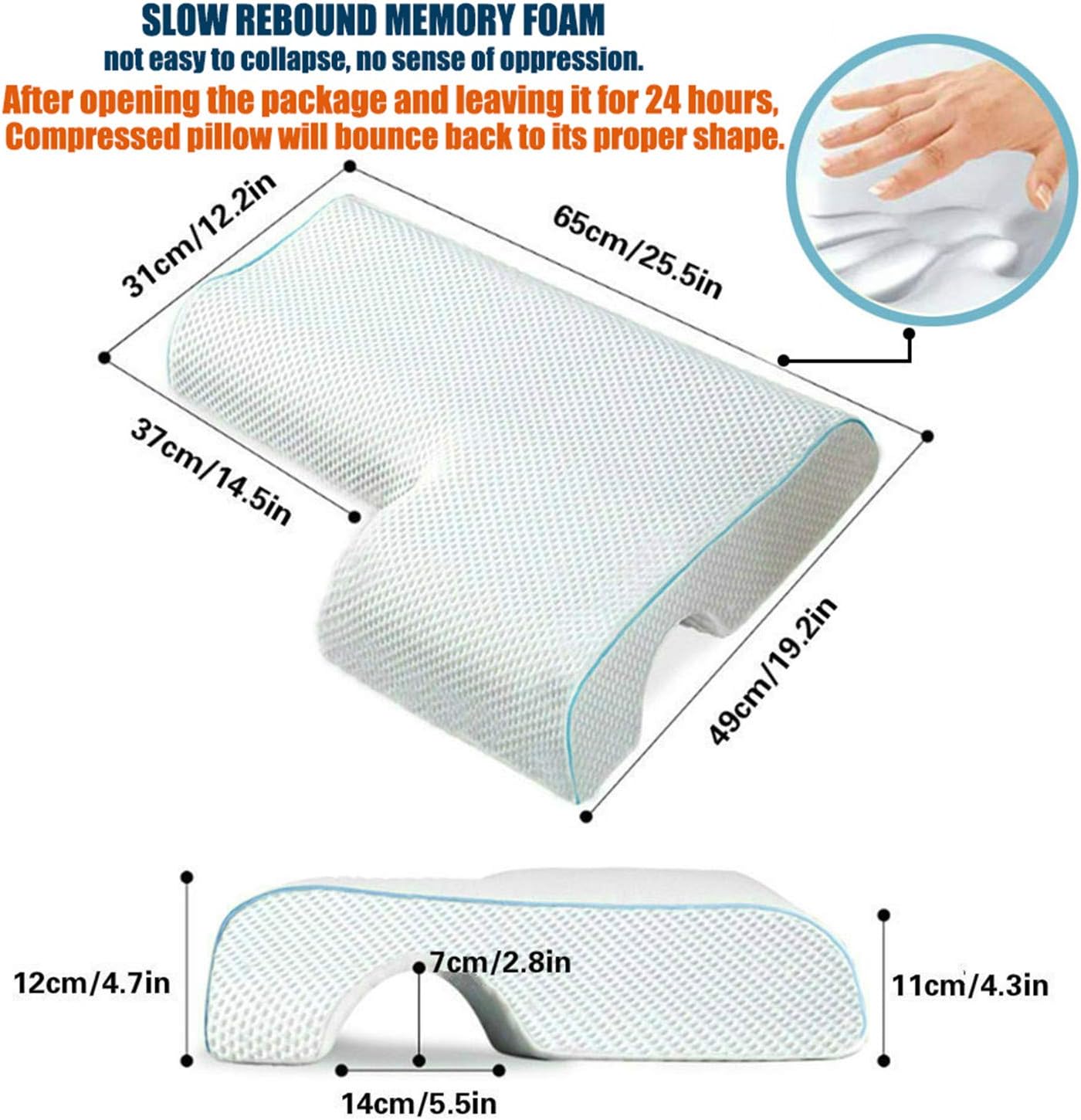 Couples Pillow, Breathable Memory Foam Pillow for Arm Rest