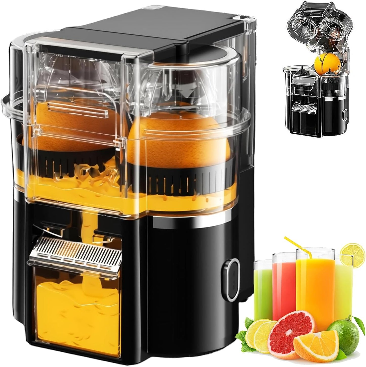 Electric Juicer Machine – Twin Citrus Juice Maker, 18000 RPM 8-Blade Cold Press Juicer