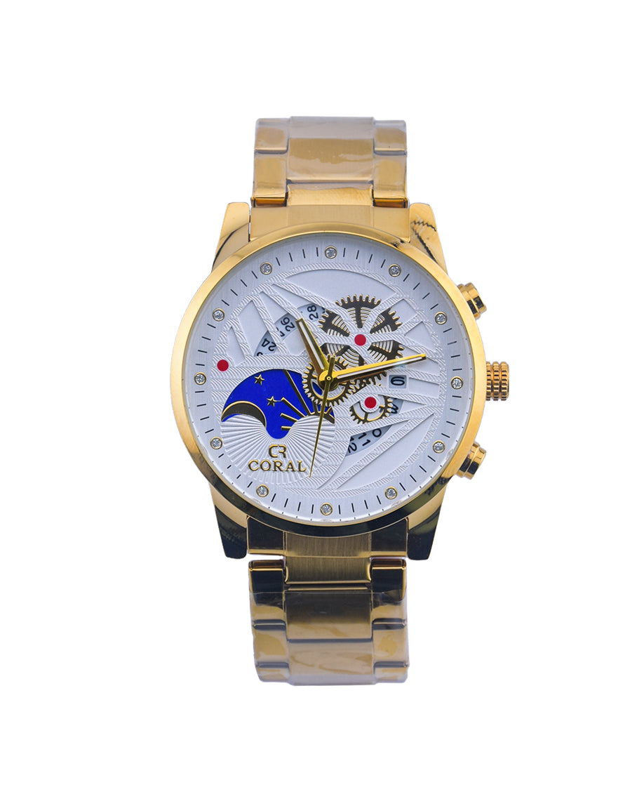Coral Premium Quality Swiss Quartz Watch For Men | Stainless Steel Strap (9061)-KYAMSTORE