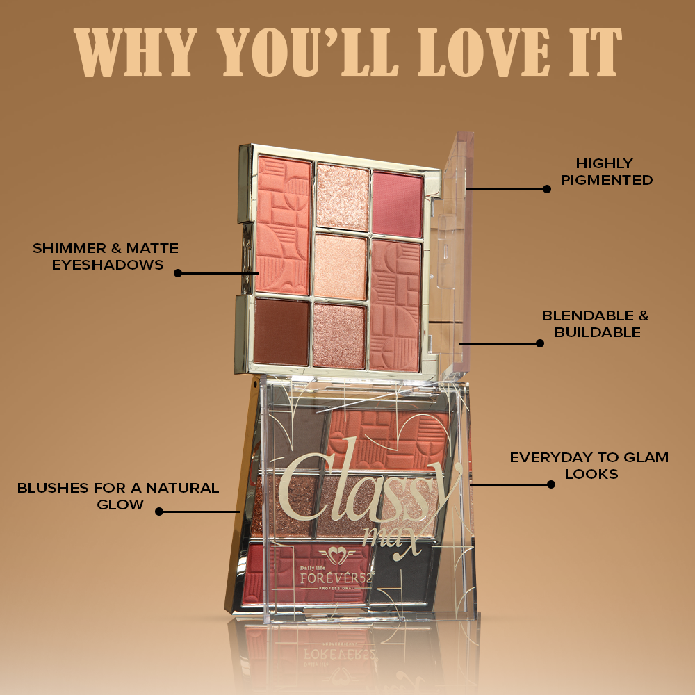 Classy Max 2 Color Blush + 5 Color Eyeshadow Palette-KYAMSTORE