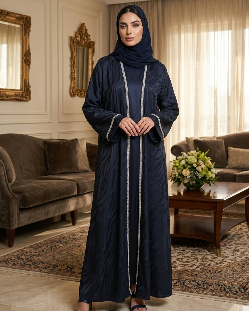 عباية عصرية من خامة ندى الفاخرة - ملابس يومية فاخرة من دبي