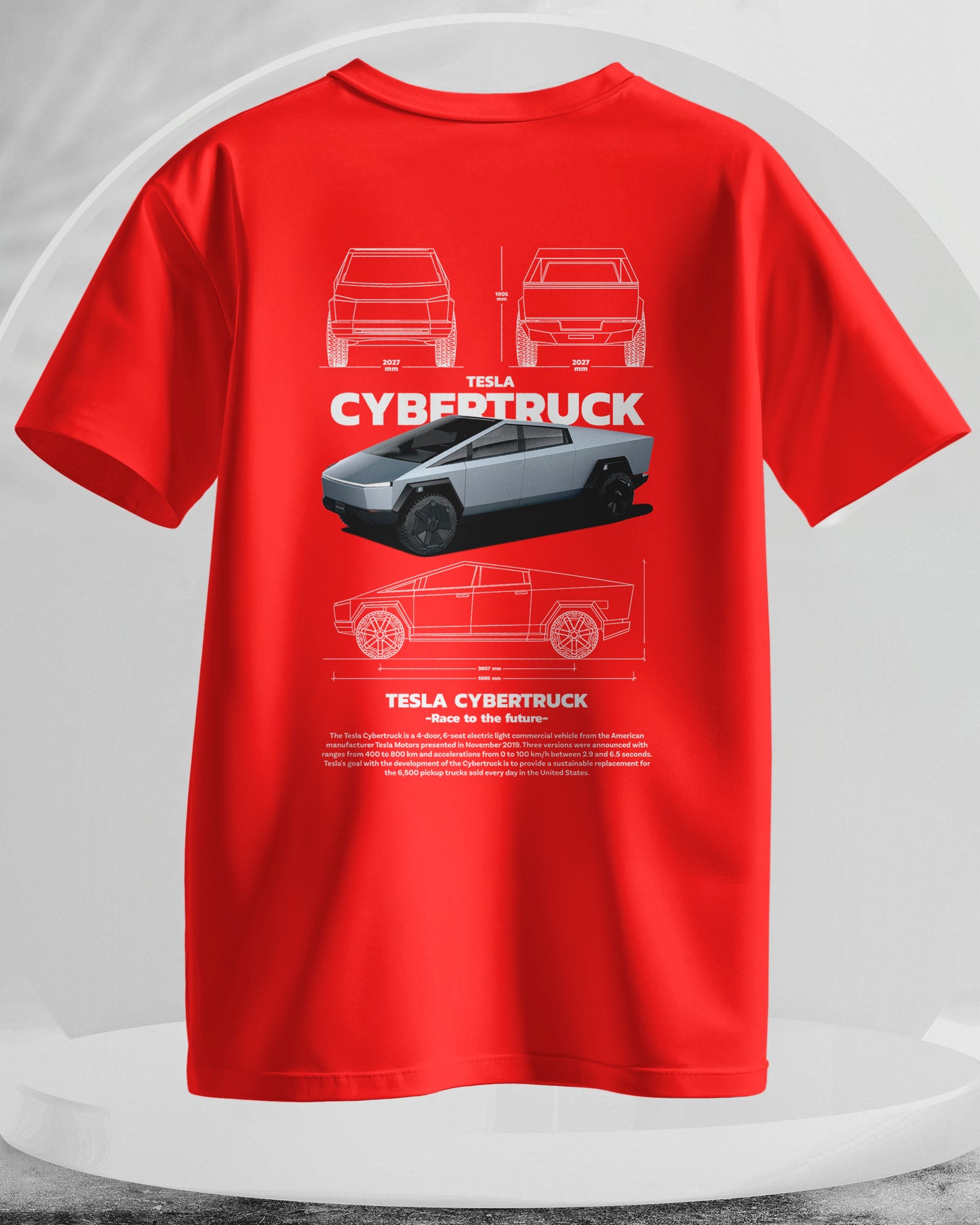 Tesla Cybertruck - Men Stylish Back Printed T-Shirts – (Regular)