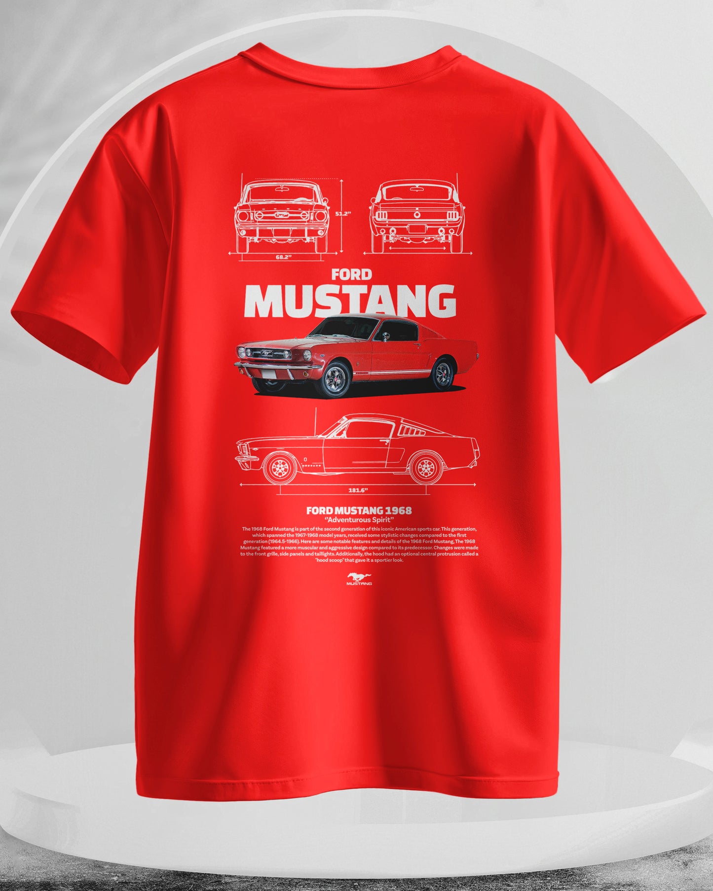 Ford Mustang 1968 - Men Stylish Back Printed T-Shirts – (Regular)