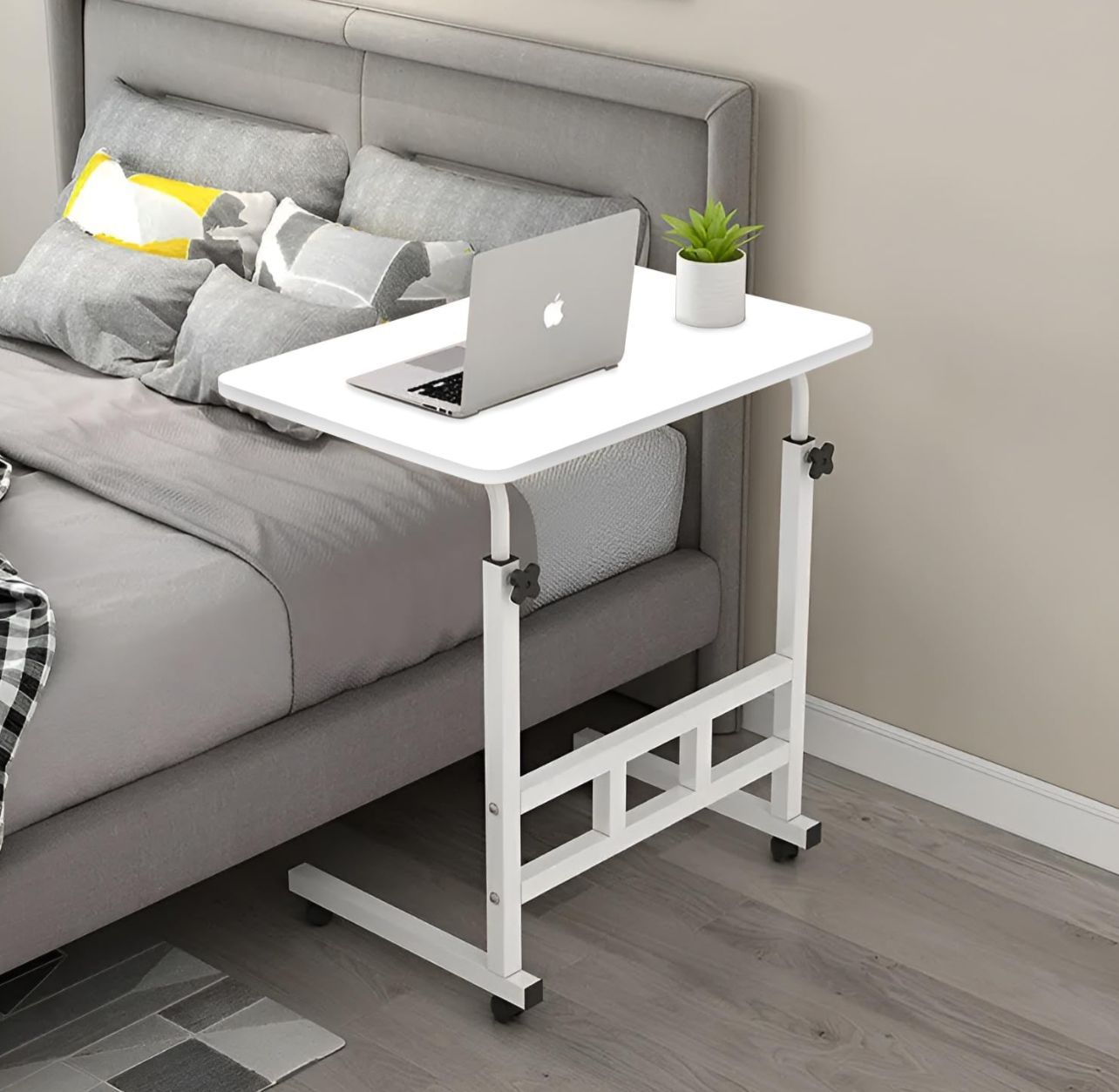 Laptop Table Desk, Stand Mobile Lap Table with Wheels