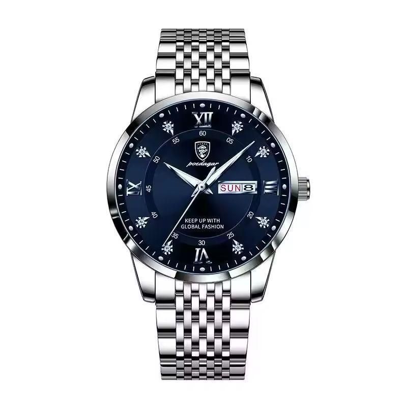 Poedagar Watch for Men Business Dress Analog Quartz | Blue Dial