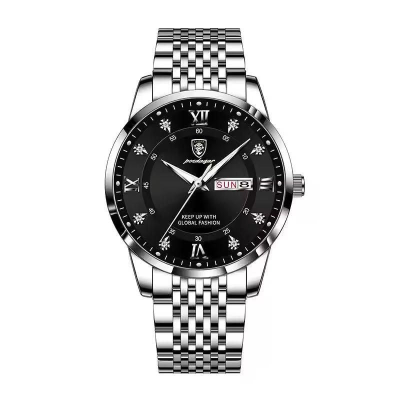 Postages Watch for Men Stainless Steel Business Analog Quartz | Black Dial