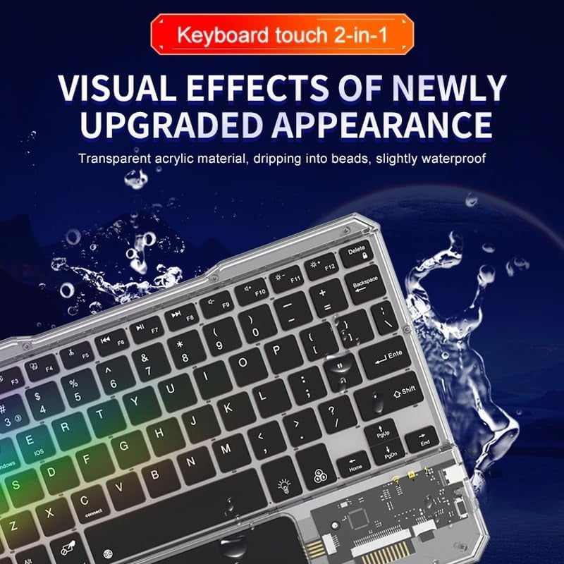 Premium Transparent Acrylic Bluetooth Keyboard with RGB Lighting & Built-in Touchpad - Wireless Multi-Device Keyboard
