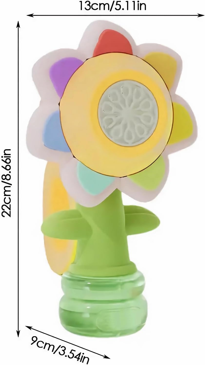 Automatic Sunflower Bubble Machine Toy - LED Rechargeable Bubble Maker with One-Click Swing
