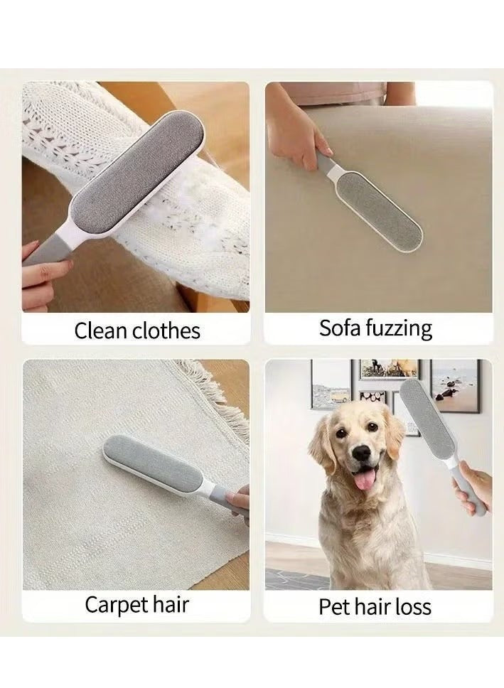 Reusable Double-Sided Pet Fur & Lint Remover Brush with Self-Cleaning Base