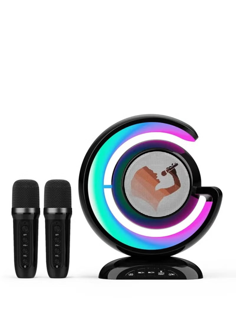 YS-110 Portable Karaoke Machine with Dual Wireless Microphones - RGB Lightshow Bluetooth Speaker and Mini Music Box