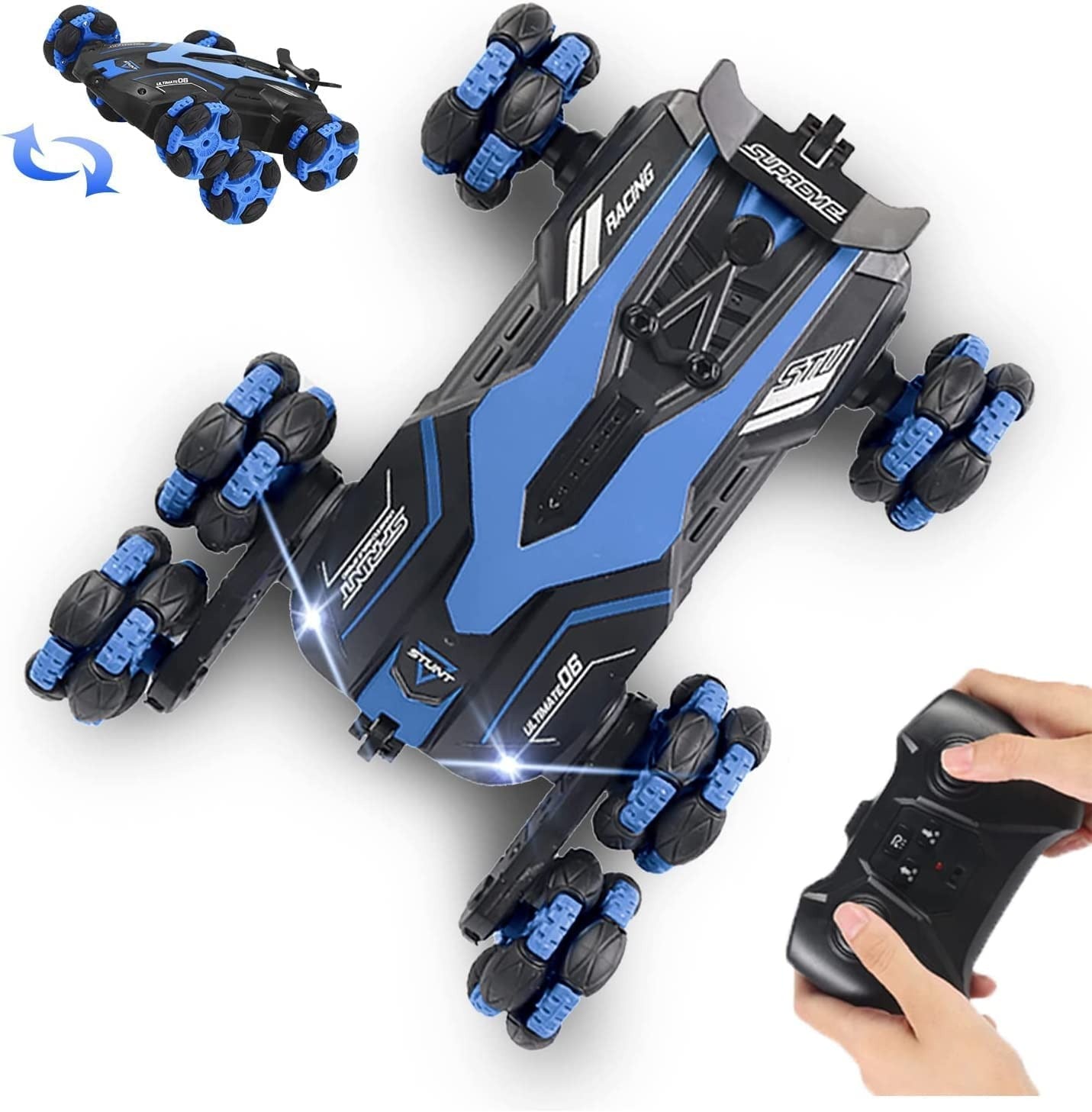 High-Speed 2.4G RC 8-Wheel Stunt Car - 360-Degree Spinning Drift Vehicle with LED Lights & Spray Effect