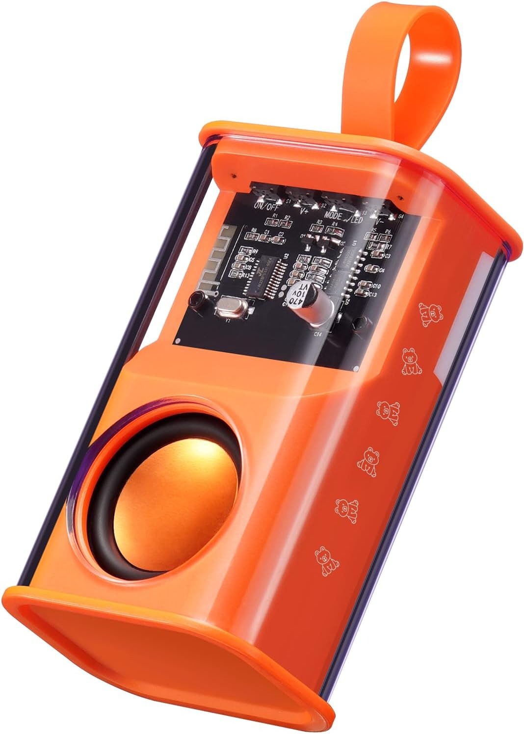 C2 Mini Portable Wireless Bluetooth Speaker with Transparent Cyberpunk Design, RGB LED Atmosphere Lights, and 360-Degree Surround Sound