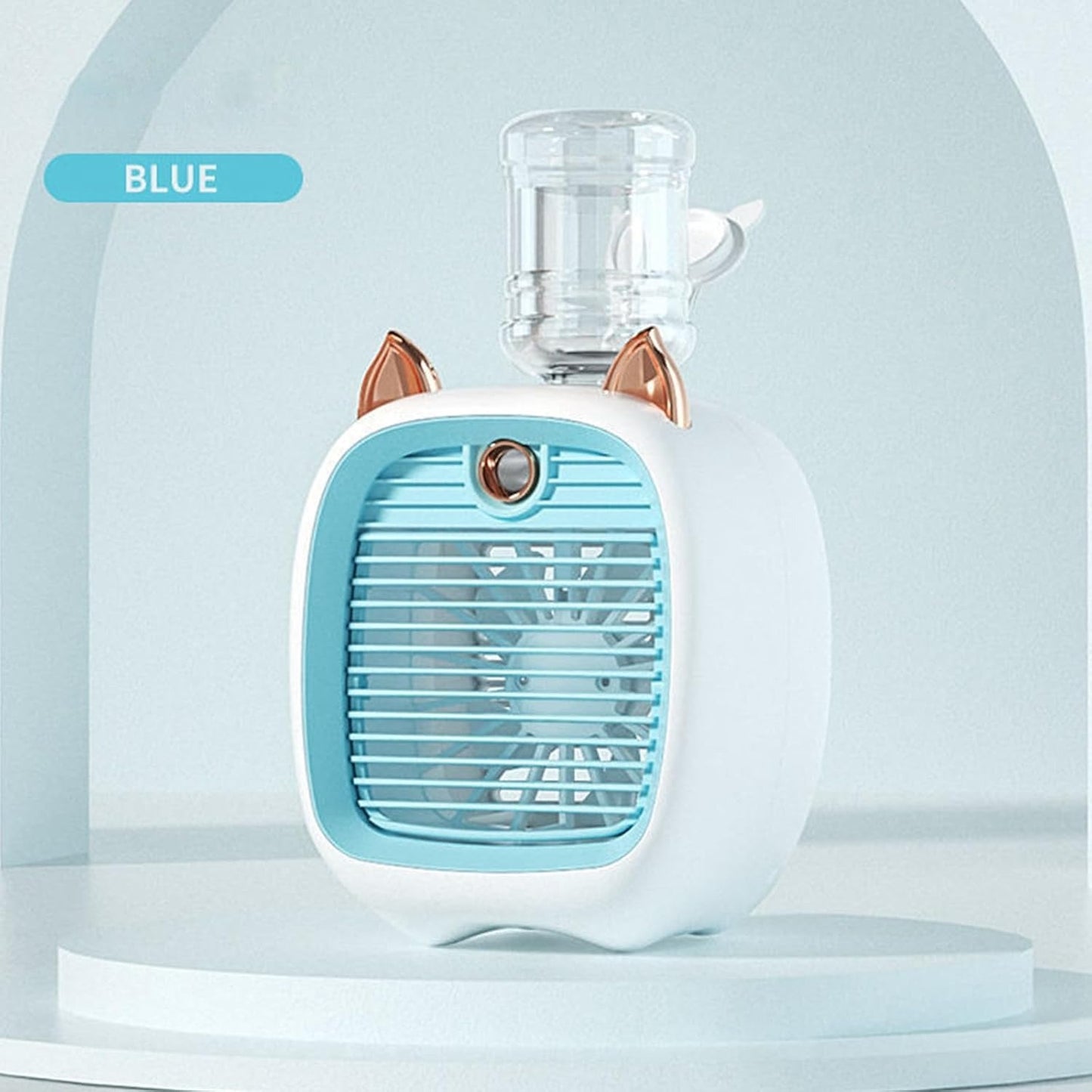 Cute Cat Ear Portable Mini Air Conditioner Fan with Dual Spray Humidifier & 3 Speeds