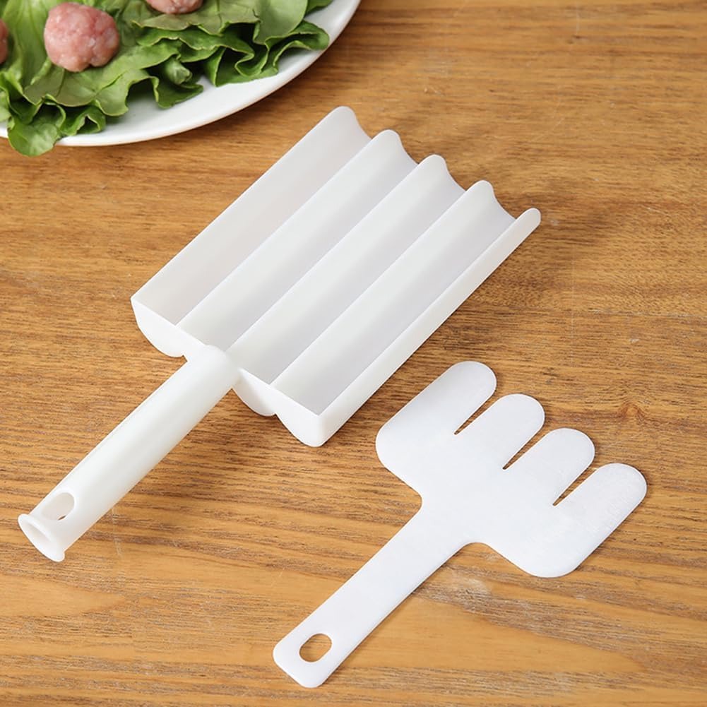 4-Slot Meatball Maker Set - Multifunctional Non-Stick Kitchen Meat Press & Cooking Spatula Tool