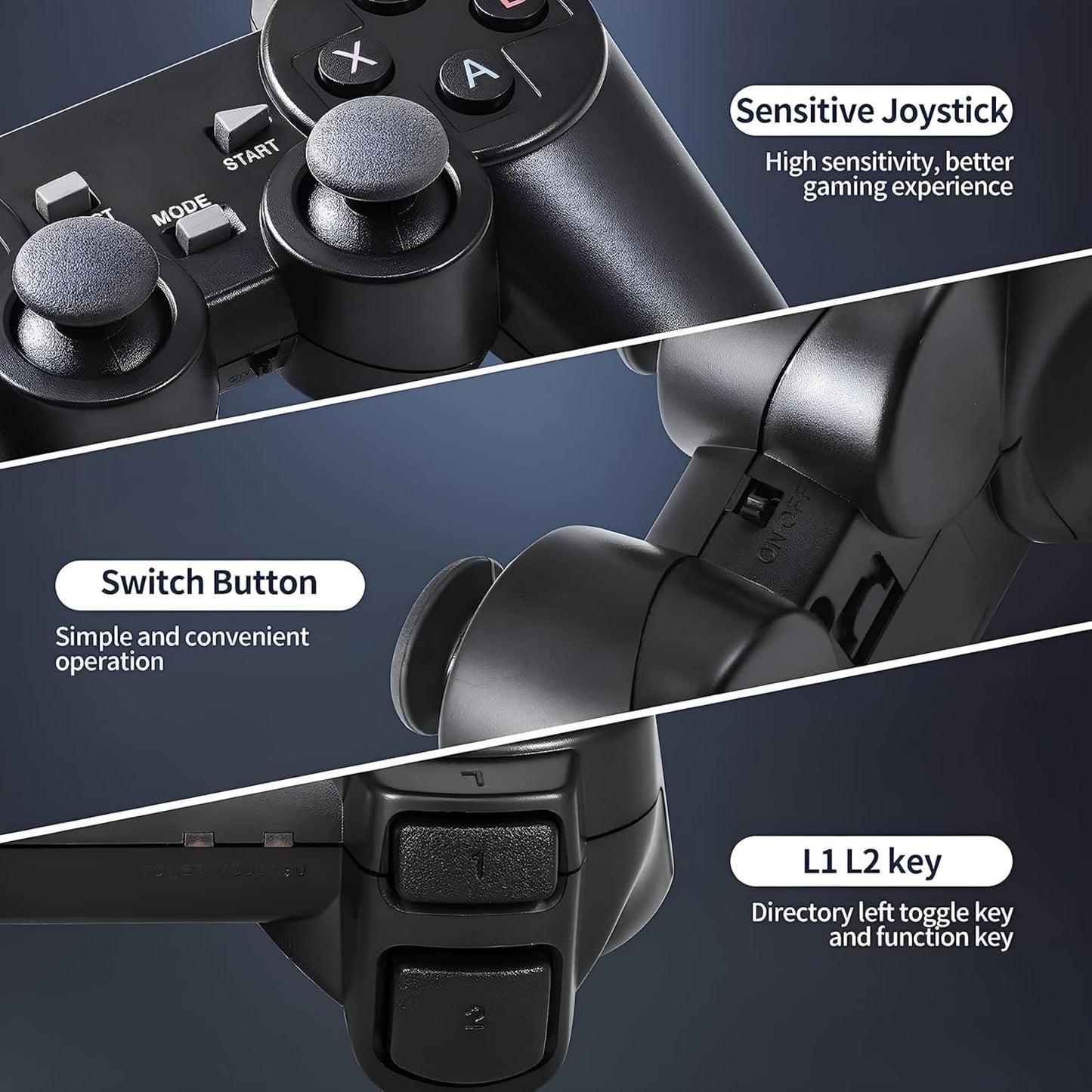 4K Ultra HD Game Stick Lite Retro Video Game Console with Dual 2.4G Wireless Controllers and 64GB Storage