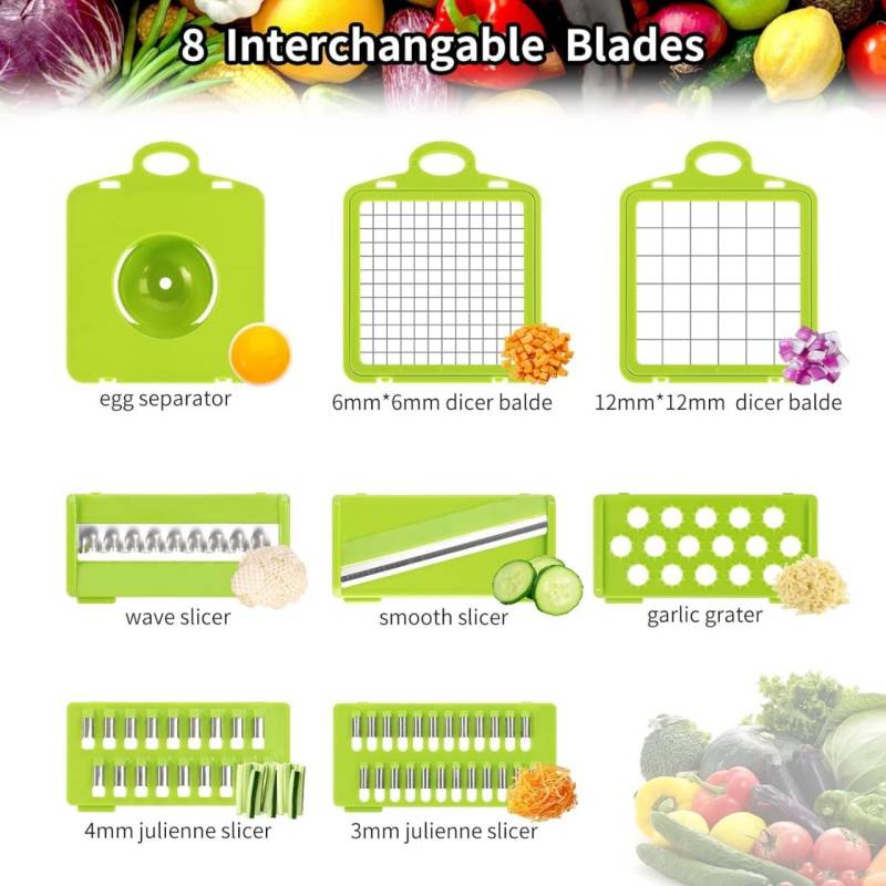 zishnav Multipurpose Chopper - Fruits & Vegetable Cutters Vegetable & Fruit Slicer (14 IN 1 chopper)-KYAMSTORE