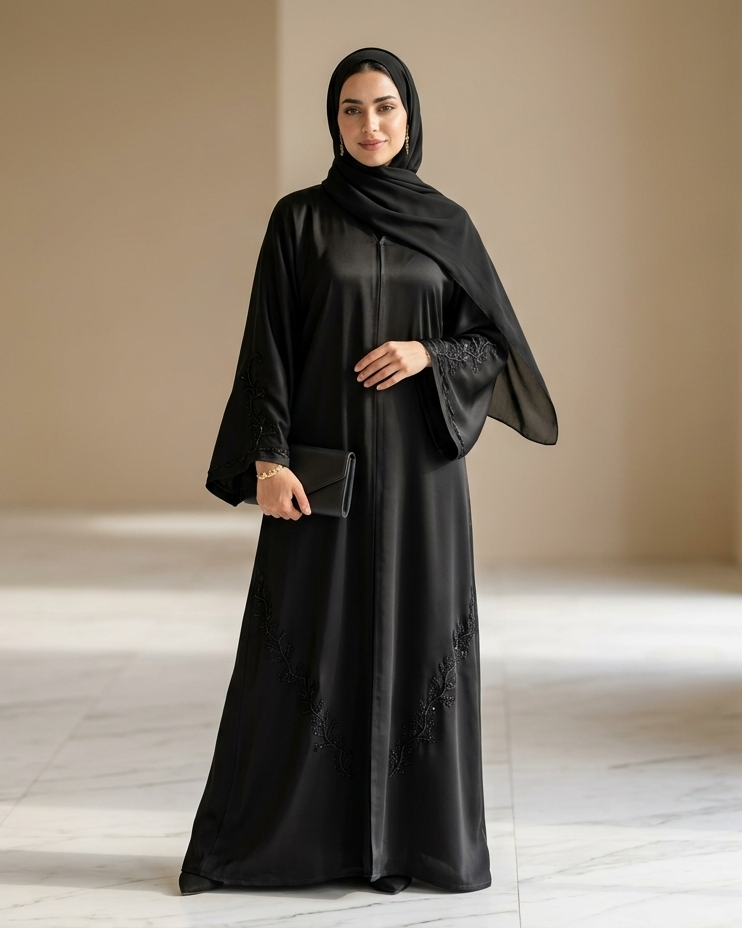 Black Color Abaya - Luxury Dubai Everyday Wear