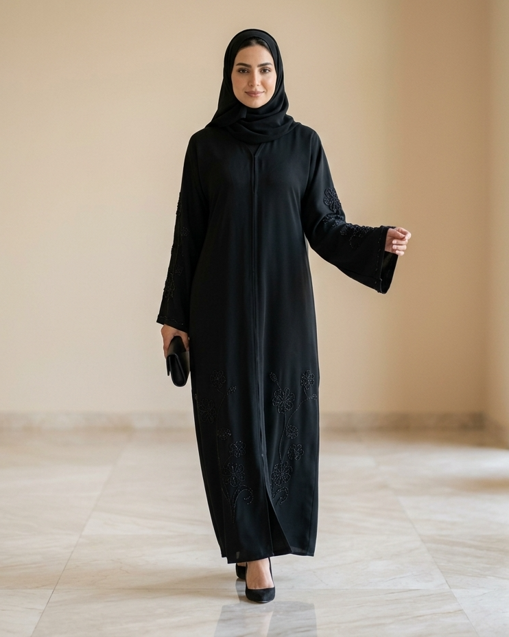 Magnet Black Color Abaya - Luxury Dubai Everyday Wear