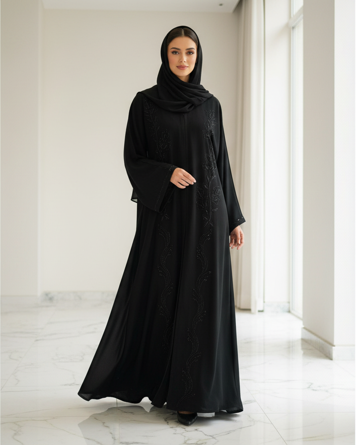 Stone Cold Black Abaya - Luxury Dubai Everyday Wear
