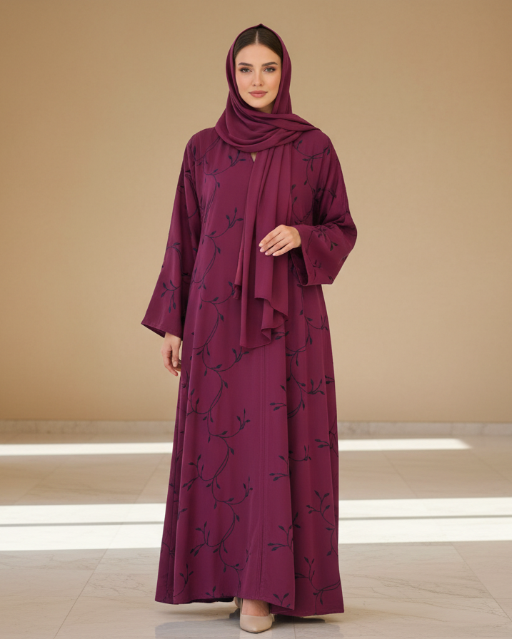 Llilacquered Color Abaya - Luxury Dubai Everyday Wear