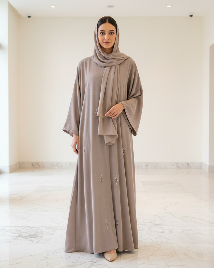 Coca Mocha Color Abaya - Luxury Dubai Everyday Wear