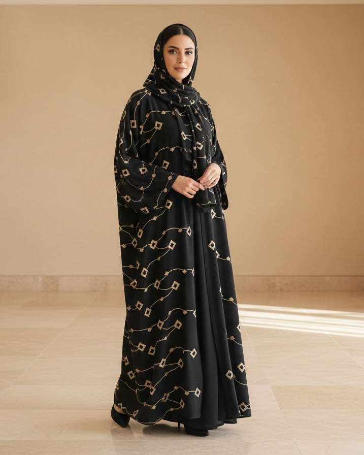 Deep Indigo Abaya - Luxury Dubai Everyday Wear