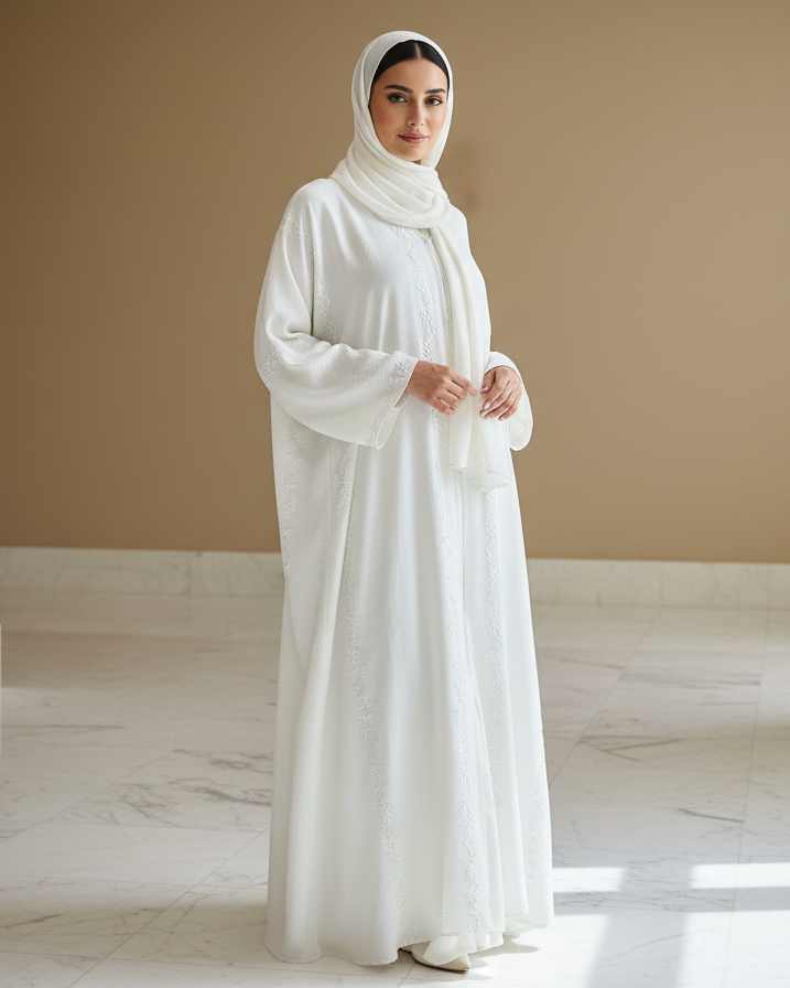 Stardust White Abaya - Luxury Dubai Everyday Wear