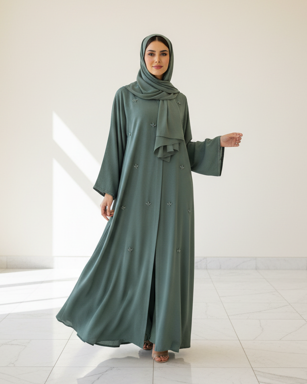 Moon Veil Color Abaya - Luxury Dubai Everyday Wear