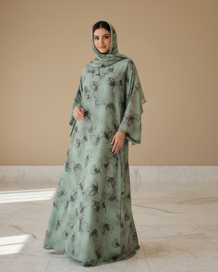 Ethereal Mist Color Abaya - Luxury Dubai Everyday Wear