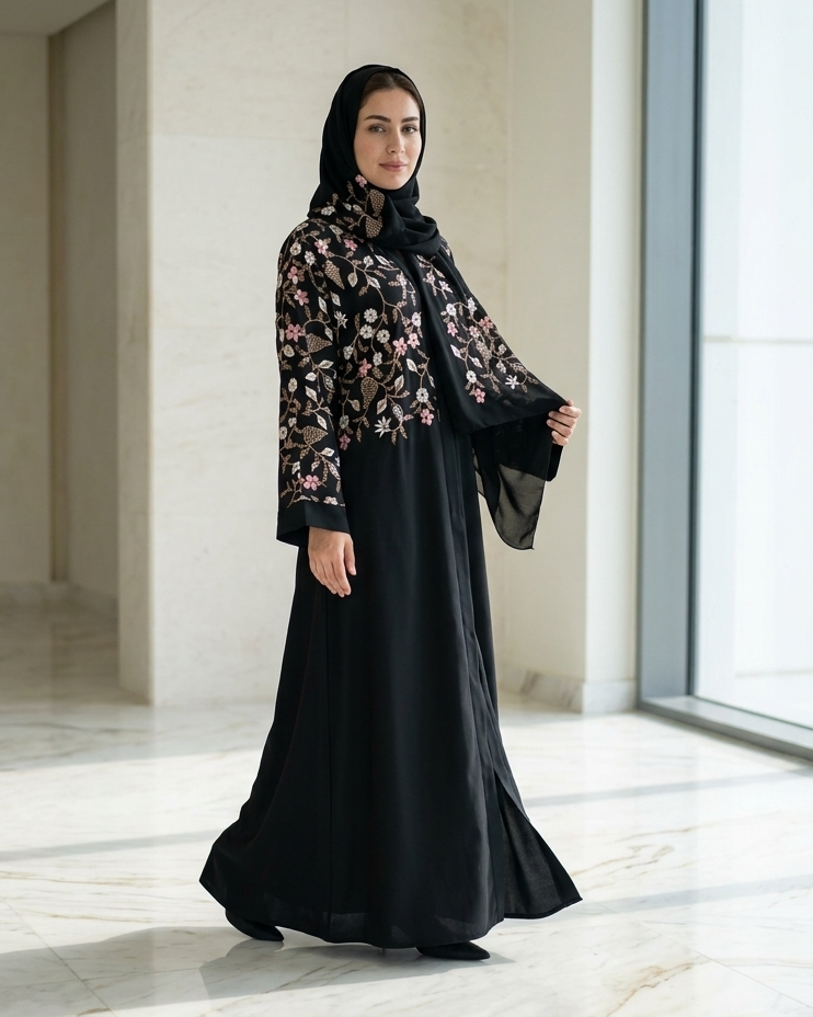 Vulcan Black Abaya - Luxury Dubai Everyday Wear