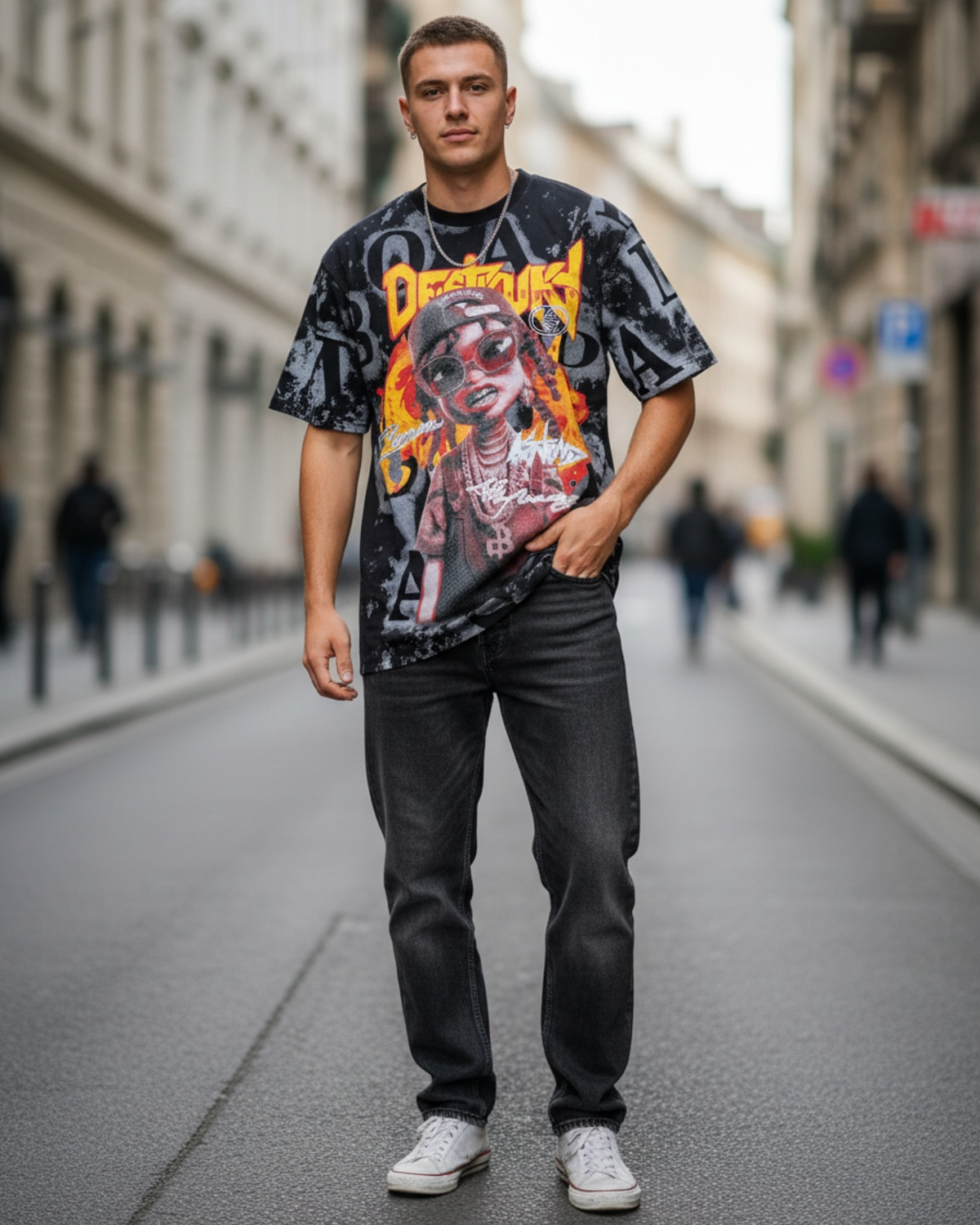 Stylish Custom Printed T-Shirt - Bold Graphic Urban Tee