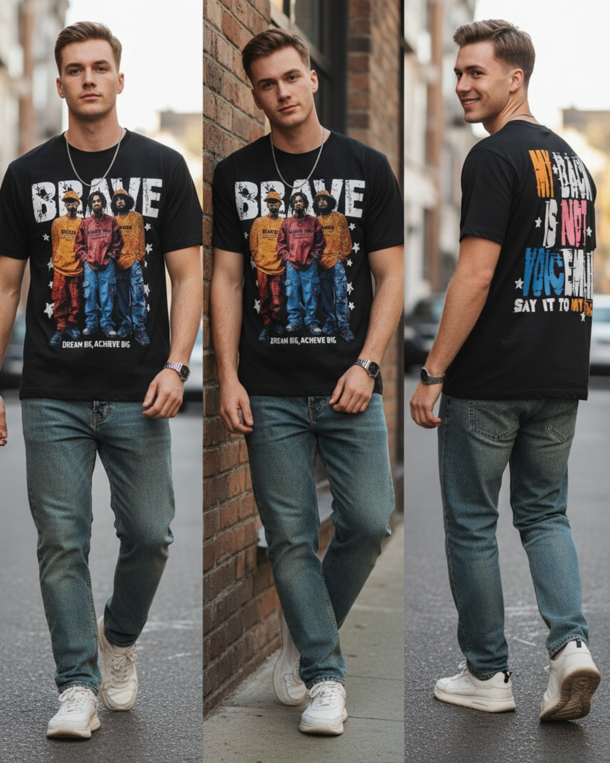 Stylish Custom Printed T-Shirt - Bold Graphic Black Tee