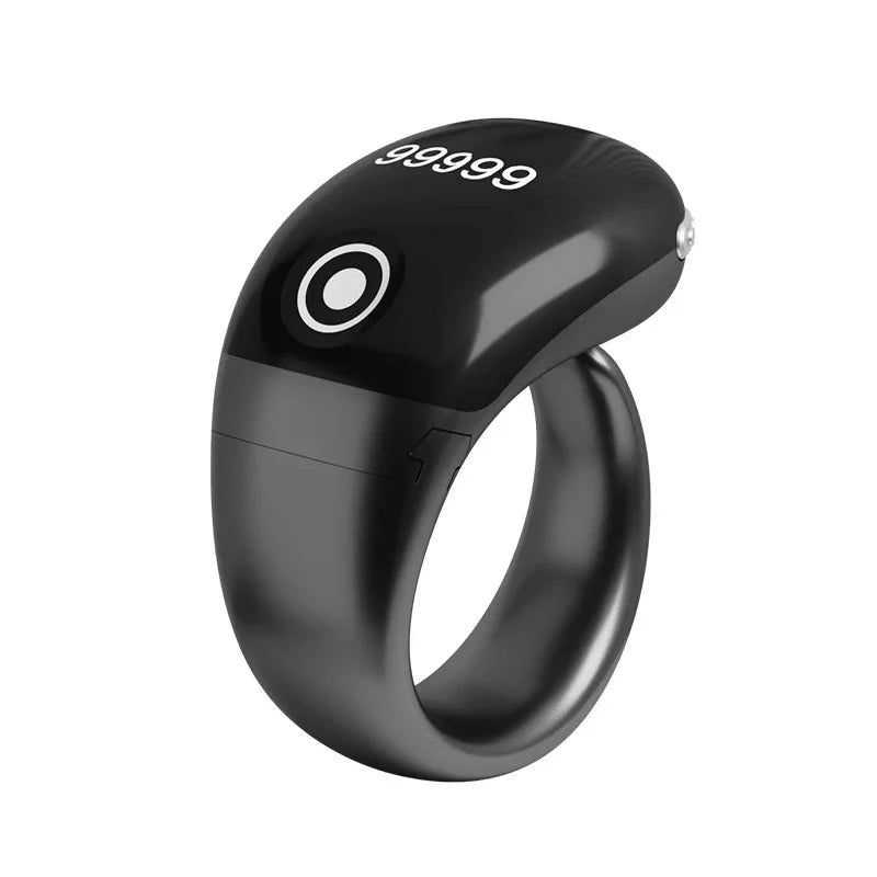 Smart Tasbih Counter Zikr Ring – Digital Tasbeeh Counter with OLED Display, App Support & Magnetic Charging (Waterproof, Black)