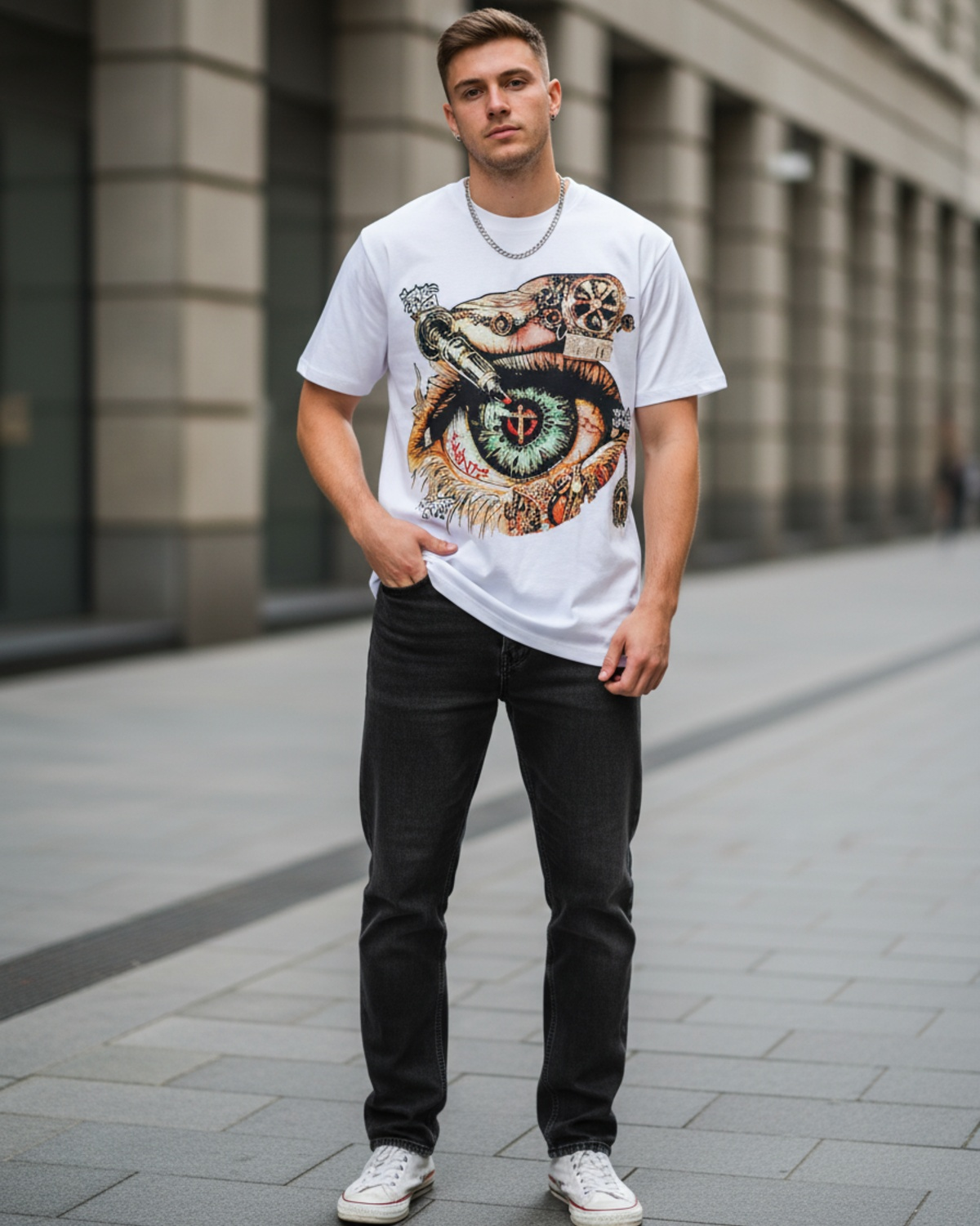 Stylish Custom Printed T-Shirt - Bold Graphic Eye Tee
