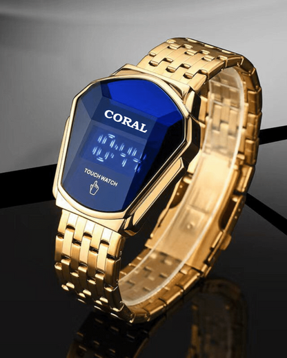 Coral Premium Quality Swiss Quartz Digital Touch Watch For Men | Stainless Steel Strap (1012)-KYAMSTORE