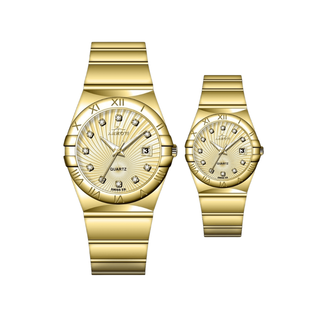 ARROW Premium Analog Couple Watch with Date Display | Colour Gold  (5908)-KYAMSTORE