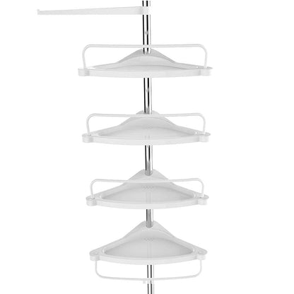 Shower Caddy Corner Tension Pole, Rustproof 4 Tier Adjustable Shower Shelf