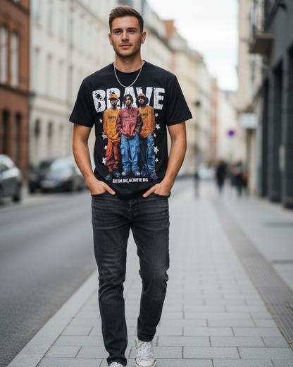 Stylish Custom Printed T-Shirt - Bold Graphic Black Tee