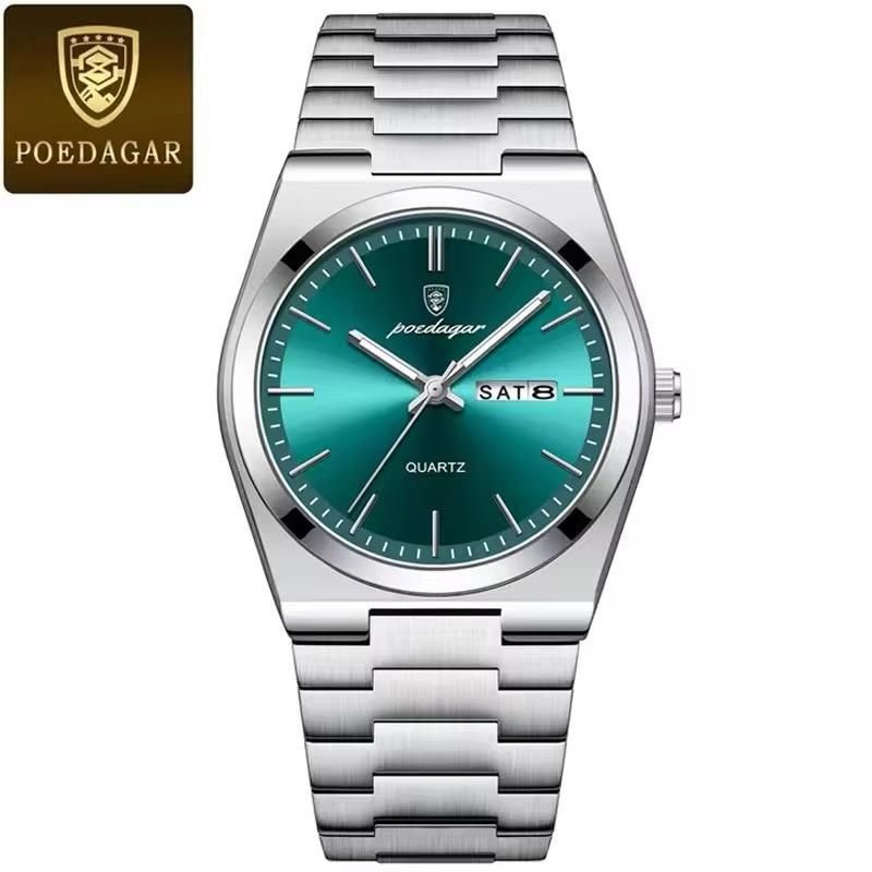 POEDAGAR Watch for Men Classic Dress Analog Quartz | Green Dial