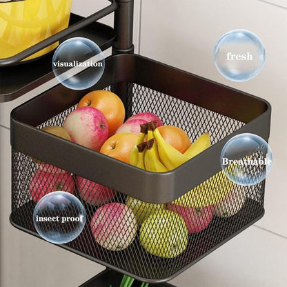 5 Layer Rotating Kitchen & Bathroom Storage Trolley Basket-KYAMSTORE