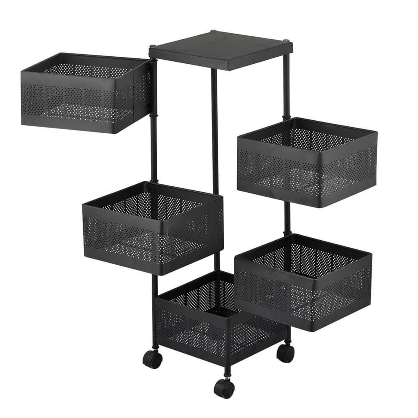 5 Layer Rotating Kitchen & Bathroom Storage Trolley Basket-KYAMSTORE