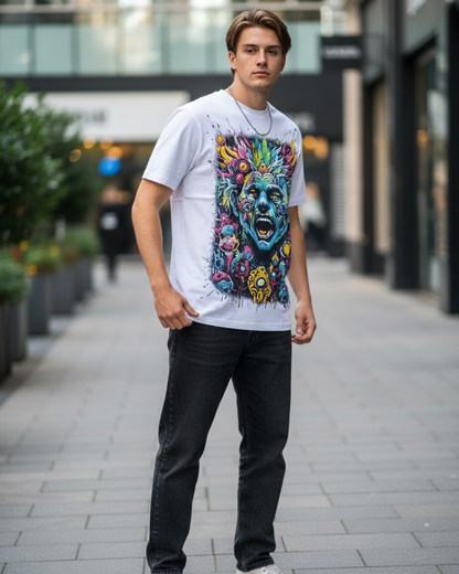 Stylish Custom Printed T-Shirt - Vibrant Graphic Crew Neck Tee